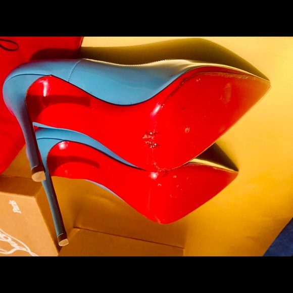 Louboutin Paris So Kate 120 Patent Pacific Blue size 37 worn 1 Time - Saks 5th - Picture 5 of 12